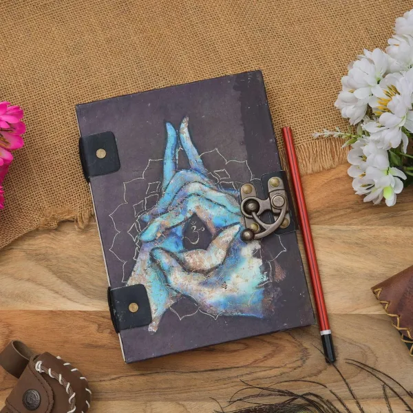 Handmade Printed Cardboard Journal Diary with Buckle Lock
