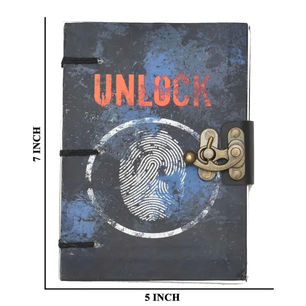 Handmade Printed Cardboard Journal With Buckle Lock Unruled 200 Pages