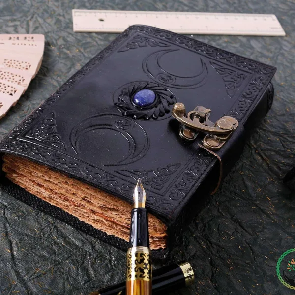 Genuine Leather Vintage Journal Antique Lock 200 Deckle Antique Pages