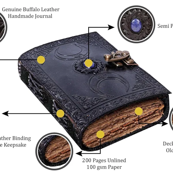 Genuine Leather Vintage Journal Antique Lock 200 Deckle Antique Pages