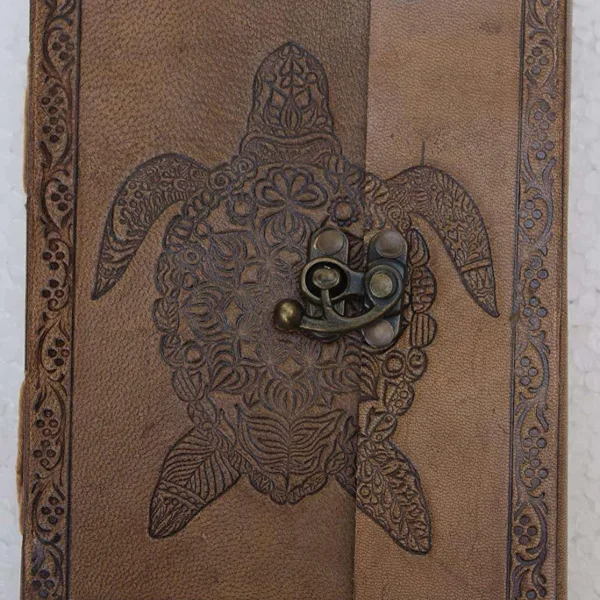 Leather Journal Diary with Metal Lock – Handmade 200 Pages