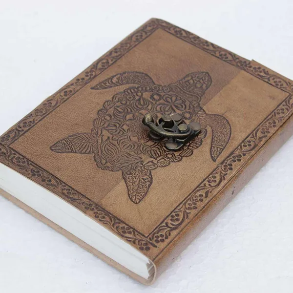 Leather Journal Diary with Metal Lock – Handmade 200 Pages