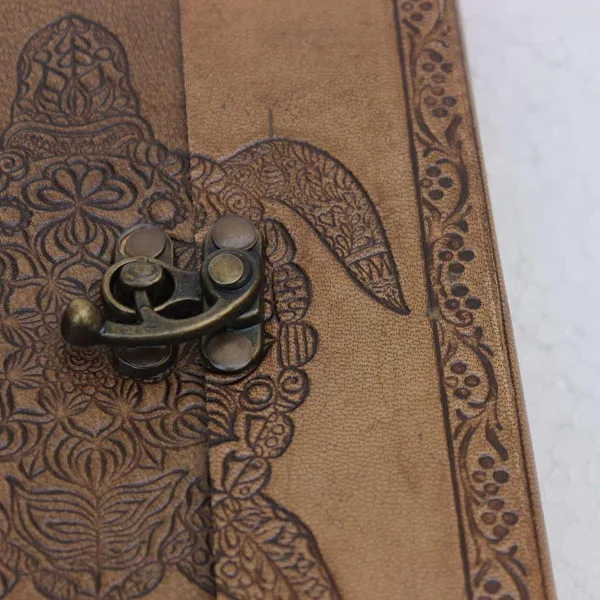 Leather Journal Diary with Metal Lock – Handmade 200 Pages