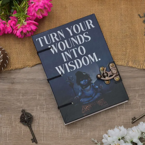 Handmade Printed Cardboard Journal Diary with Buckle Lock – Unruled