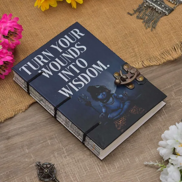 Handmade Printed Cardboard Journal Diary with Buckle Lock – Unruled