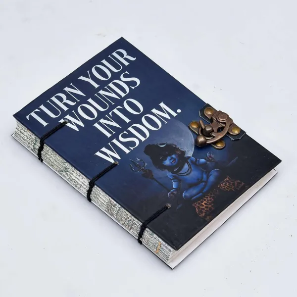 Handmade Printed Cardboard Journal Diary with Buckle Lock – Unruled