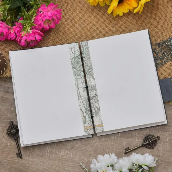 Handmade Printed Cardboard Journal Diary with Buckle Lock – Unruled