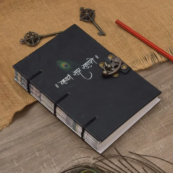 Art Printed Buckle Lock Diary for Personal Notes and Sketching