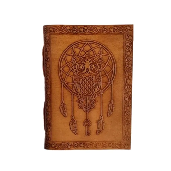 Handmade Embossed Leather Travel Journal with 200 Unruled Pages