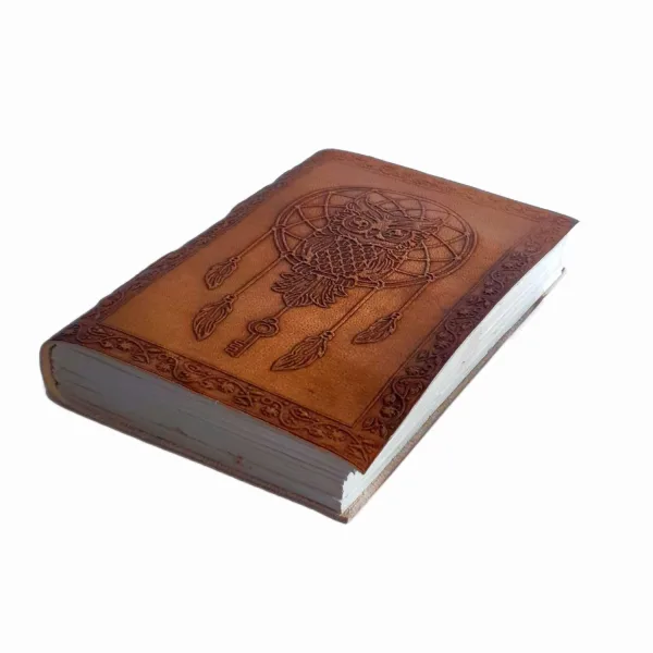 Handmade Embossed Leather Travel Journal with 200 Unruled Pages