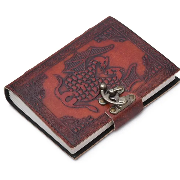 Vintage Leather Journal Diary with Metal Lock – Handmade Journal