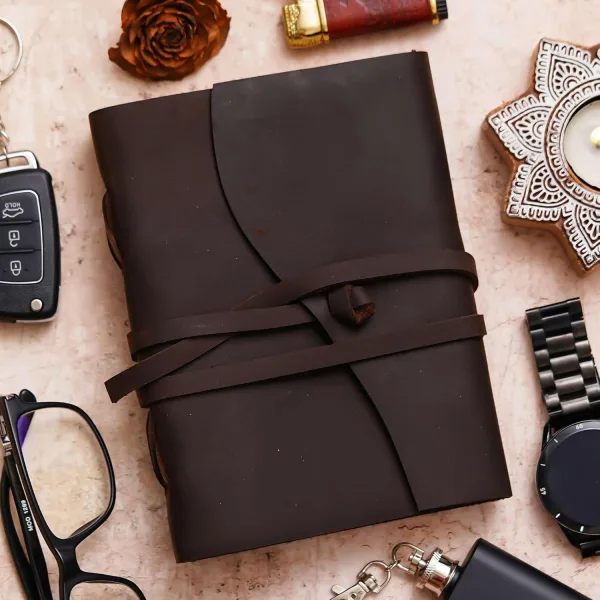 Rustic Leather Travel Journal with White Blank Pages