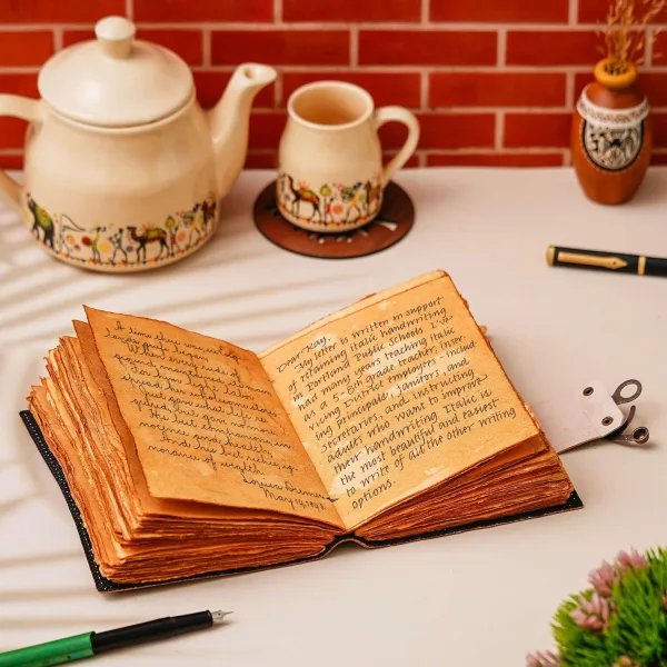 Vintage Leather Diary with Secure Metal Lock Closure