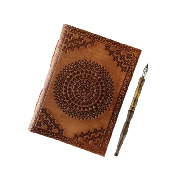 Embossed Leather Vintage Travel Journal Handmade Notebook
