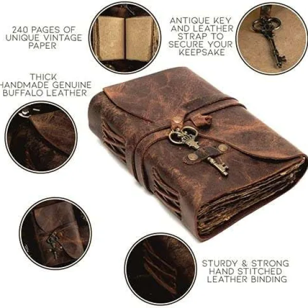 Handcrafted Leather Diary with Deckle Edge Rustic Pages