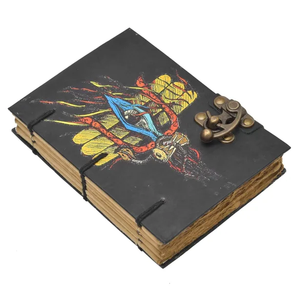 Handmade Printed Cardboard Journal Diary Buckle Lock – Unruled 200