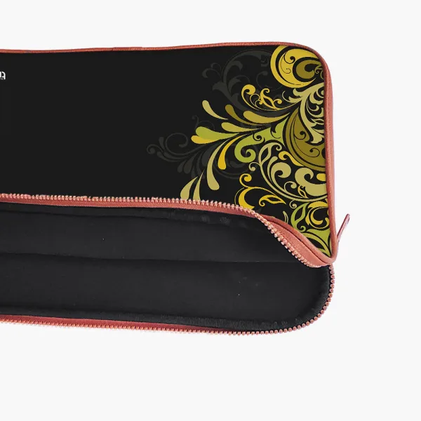 " Black Abstract Leaf" Laptop Sleeves:Bold Modern Design for Every Size