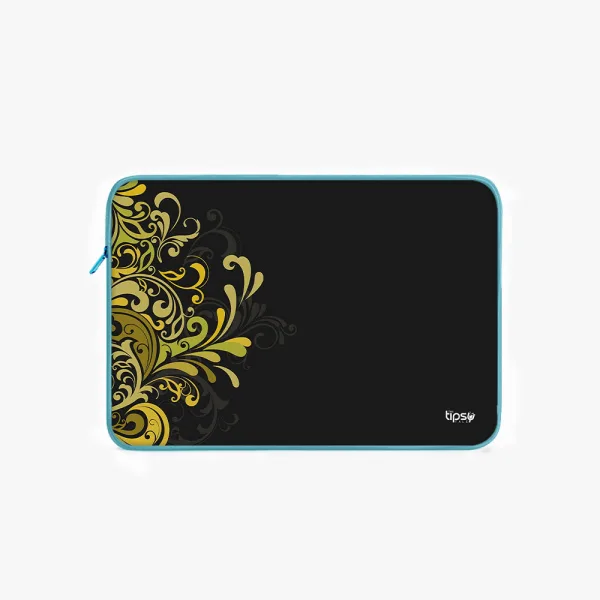 " Black Abstract Leaf" Laptop Sleeves:Bold Modern Design for Every Size