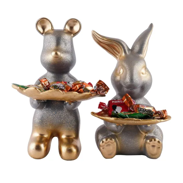 Decorative Rabbit Animal Showpiece Set of Two for Home Decor