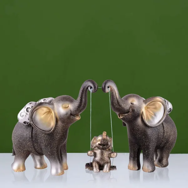 Set of 3 Resin Elephant Showpieces for Home Decor
