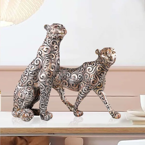 Panther Animal Statue Showpiece Set of 2 for Home Interiors