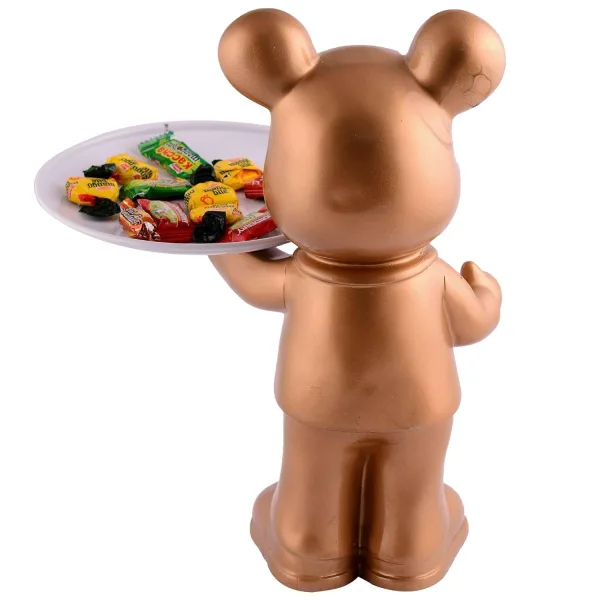 Teddy Bear Decorative Showpiece with Platter for Home Decor