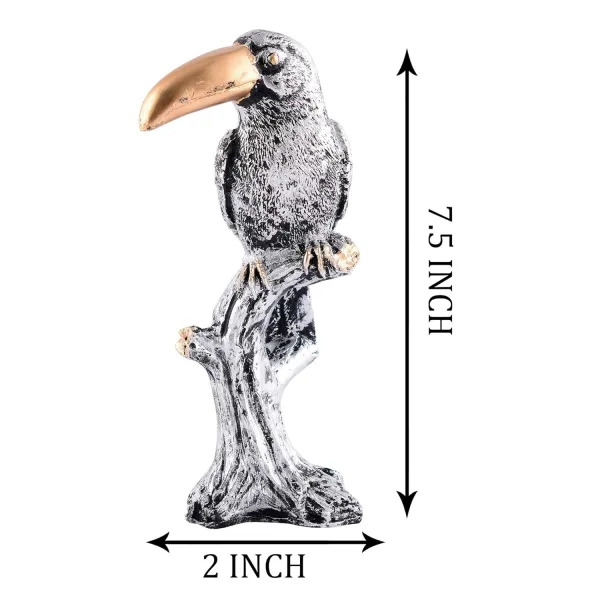 Decorative Silver Resin Parrot Showpiece for Home Decor