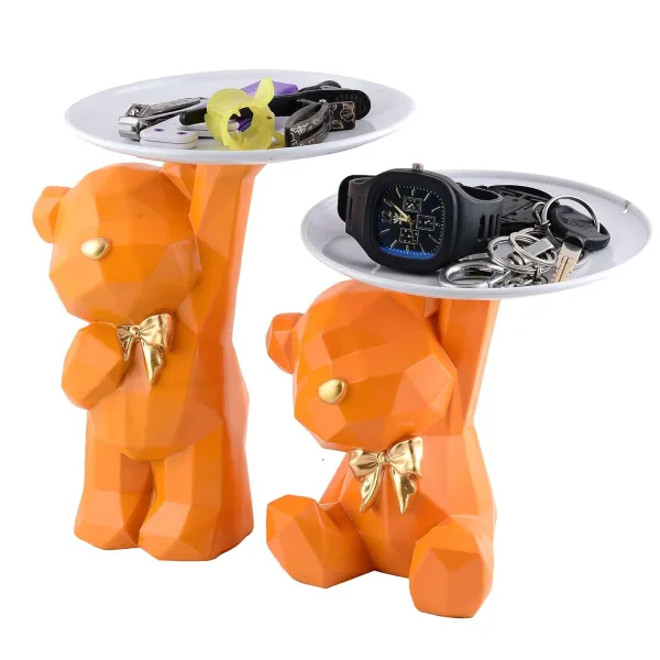 Teddy Bear Showpiece with Platter Stylish Home Decor Item