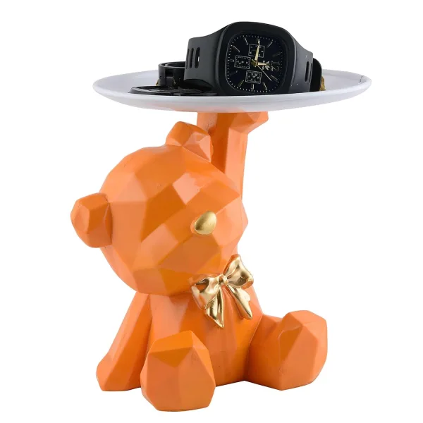Cool Teddy Bear Showpiece with Platter Decorative Home Statue