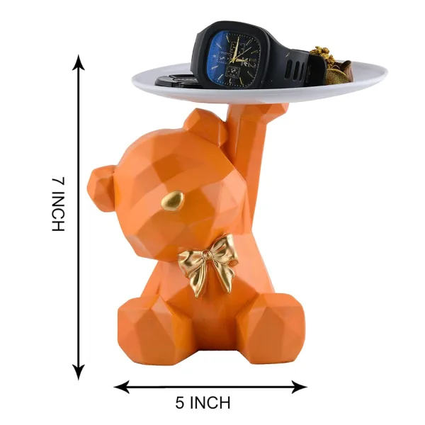 Cool Teddy Bear Showpiece with Platter Decorative Home Statue