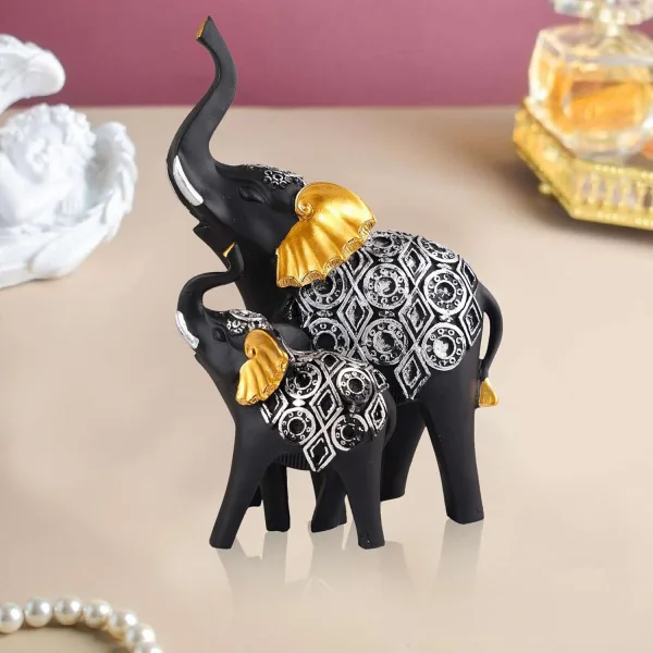 Polyresin Elephant Decorative Showpiece Statue for Home Decor