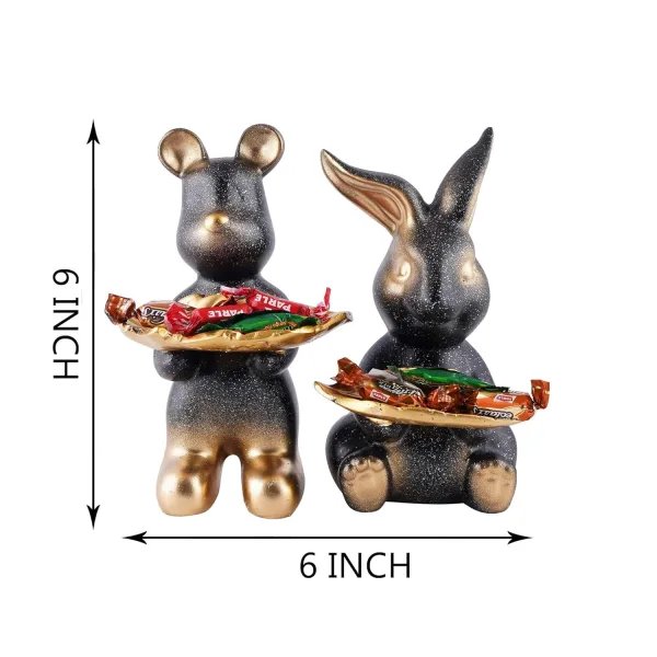 Whimsical Rabbit Home Decor Figurines for Shelf Display