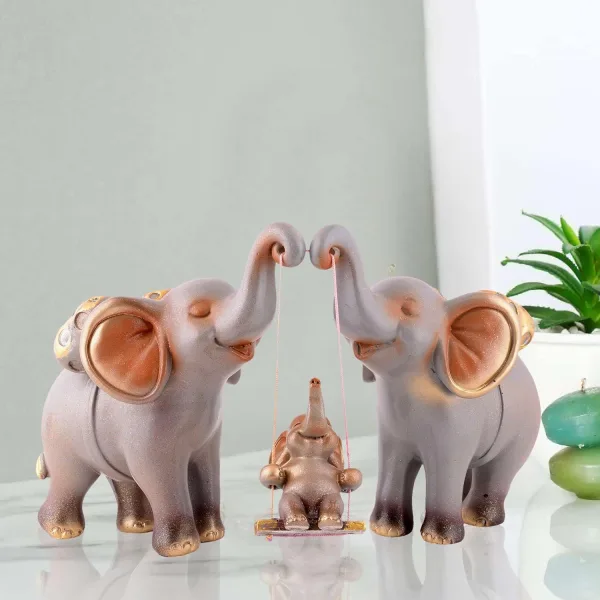 Artistic Elephant Showpiece Trio for Home Shelves