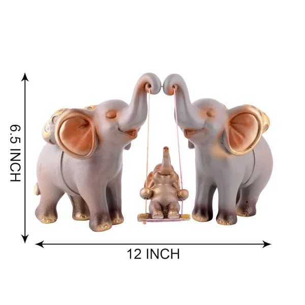 Artistic Elephant Showpiece Trio for Home Shelves