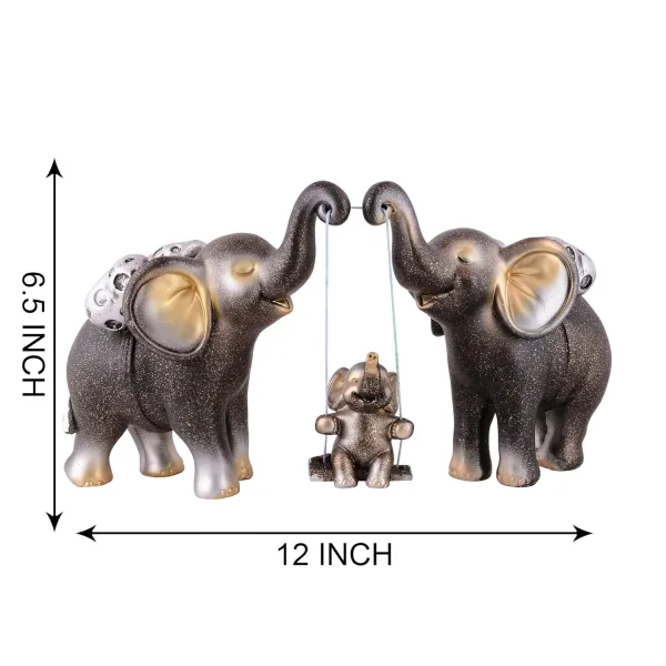 Set of 3 Resin Elephant Showpieces for Home Decor