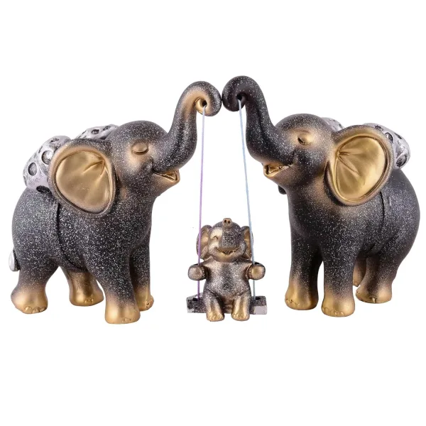 Resin Elephant Showpiece Set of 3 Decorative Home Accent