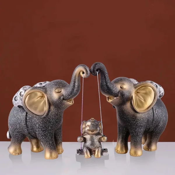 Resin Elephant Showpiece Set of 3 Decorative Home Accent