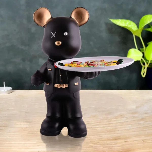 Cool Teddy Bear Showpiece with Plate Decorative Decor