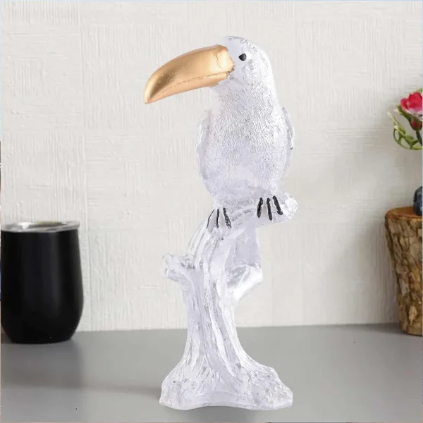 White Resin Parrot Decorative Showpiece for Home