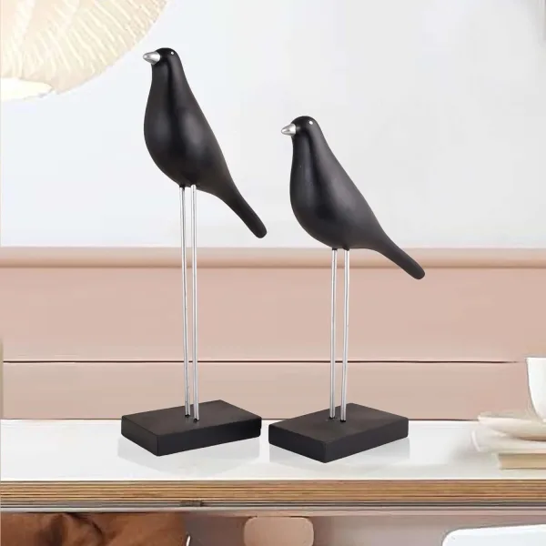 Sparrow Bird Decorative Showpiece on Iron Stand for Home Decor