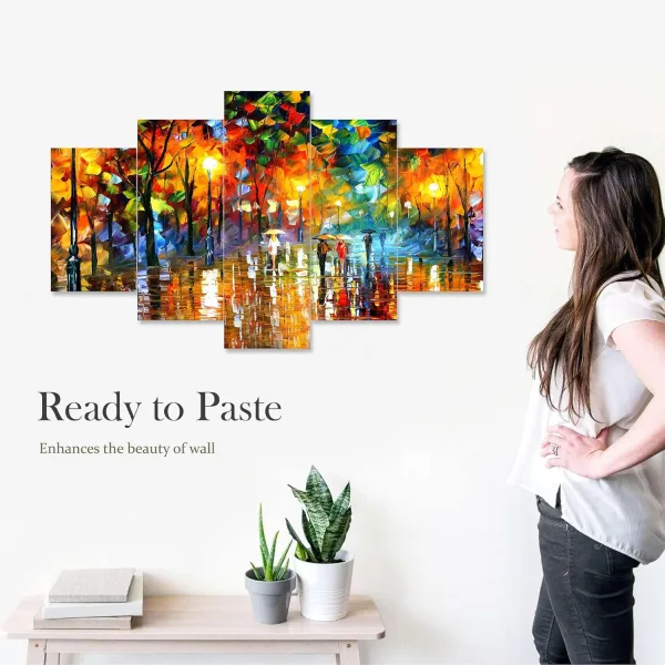 MDF Framed 3D Wall Painting Set of Five for Home Decoration