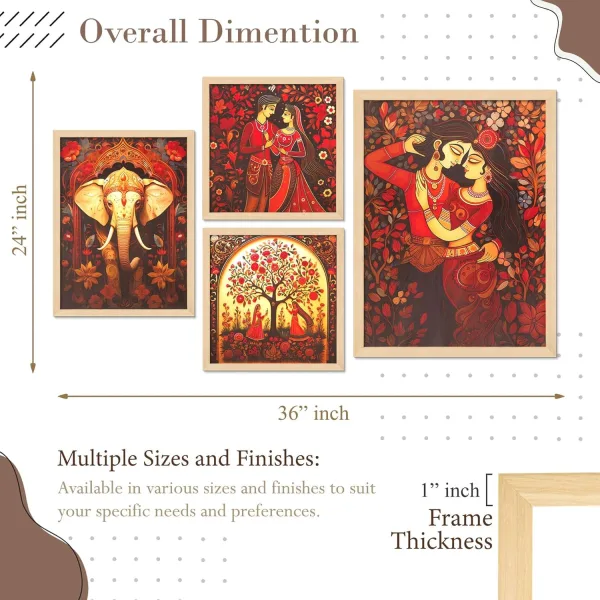 Scenery Framed Wall Painting Set of Four Living Room