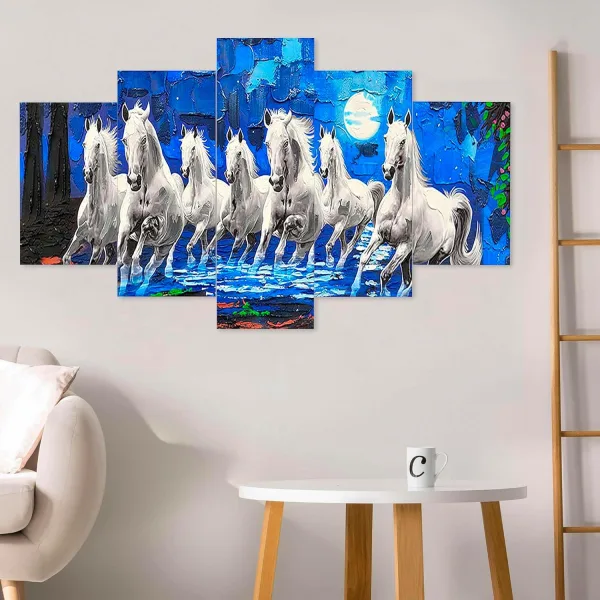 MDF Framed 3D Wall Painting Set of Five for Home Decoration, Big Size Painting for Living Room