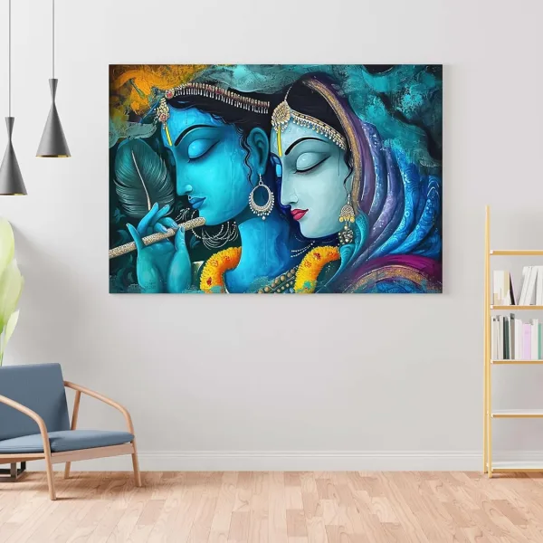 Radha Krishna Paintings For Wall Decoration With Frame Canvas Painting