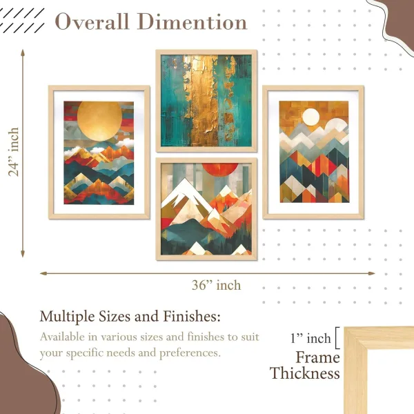 Framed Wall Painting Set of Four Home Decor