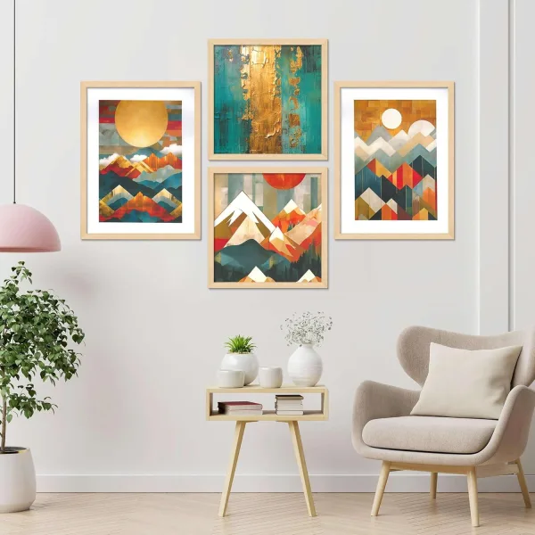 Framed Wall Painting Set of Four Home Decor