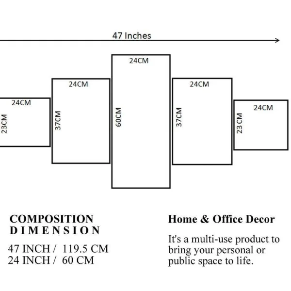 MDF Framed 3D Wall Painting Set of Five for Home Decoration, Big Size Painting for Living Room