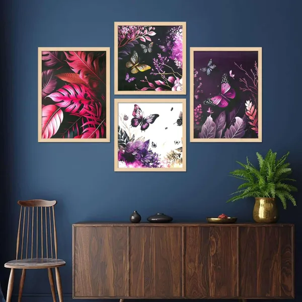 Framed Painting Set of Four for Wall Painting Decoration