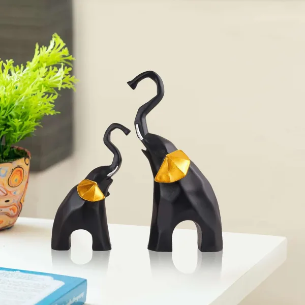 Polyresin Elephant Showpiece Set of 2 Home Decor