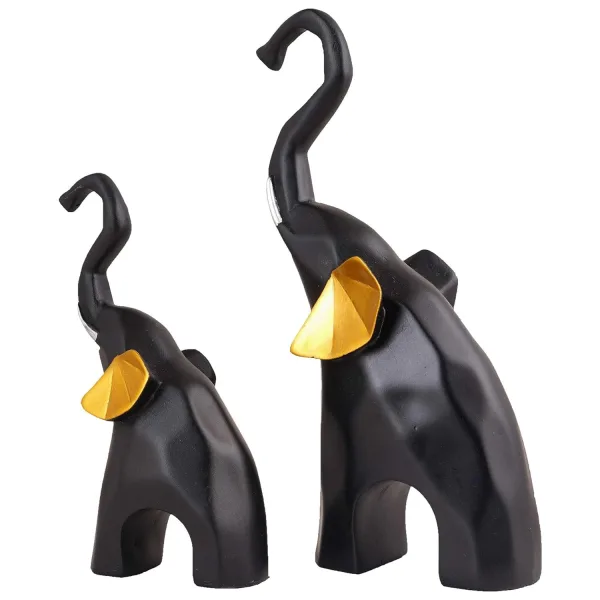 Polyresin Elephant Showpiece Set of 2 Home Decor